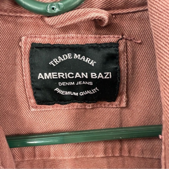 American Bazi Distressed Frayed Hem Denim deep mauve pink Jacket M - Picture 5 of 11
